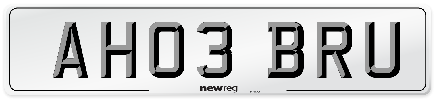 AH03 BRU Number Plate from New Reg